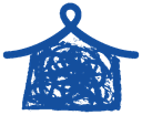 Ilustración de casita azul que representa la etapa 1 del proceso de reunificación: Recepción